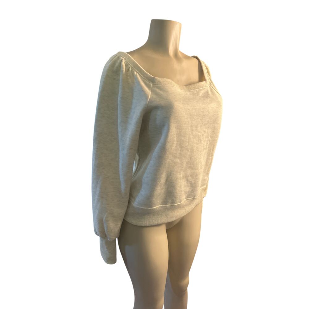 Women L Rebecca Minkoff Off Shoulder Yellow Sweatshirt Pullover Long Slv Cotton